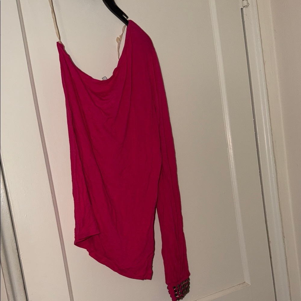 Charlotte Russe Hot Pink One-Shoulder Blouse